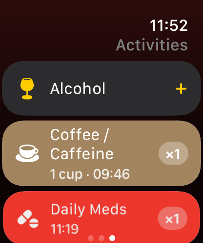 Activities on Apple Watch with today's counts