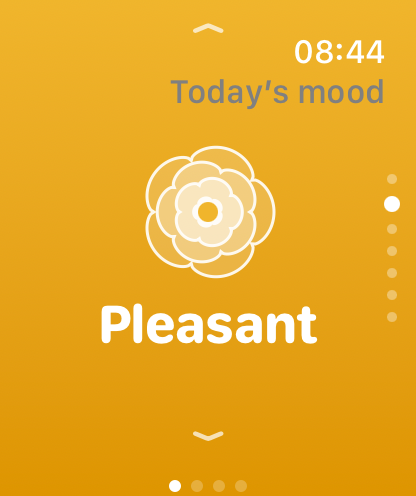 Today's mood on Apple Watch: Pleasant, in Trace Health